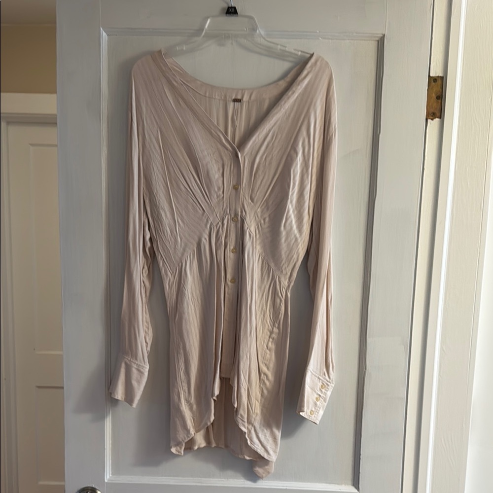 Free People Back In The Spotlight belted long sleeve lightweight blouse